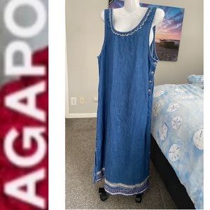 Embroidered Denim Sleeveless Dress Agapo Collection